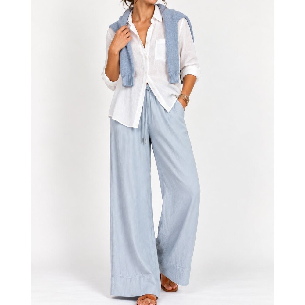 Calypso St. Barth Blue Wide Leg Pull On Pants Medium Coastal Relaxed Casual